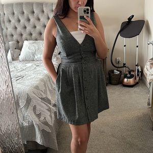 ZARA Gray A-line Sleeveless V-Neck Cutout Mini Dress - Size L